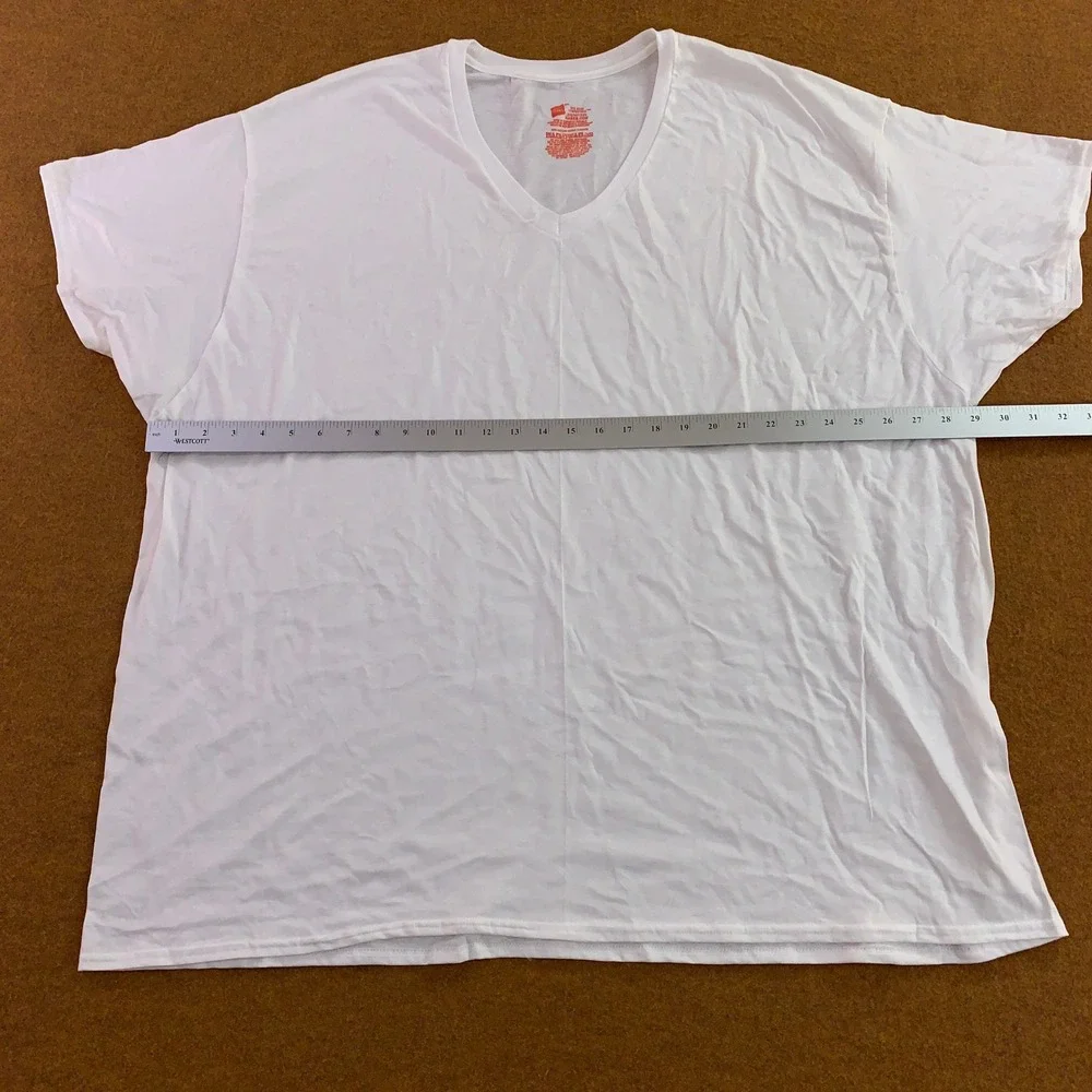 Hanes Mens 3XB White Ultimate Soft Breathable Tagless V-Neck T-Shirt 4 Pack New